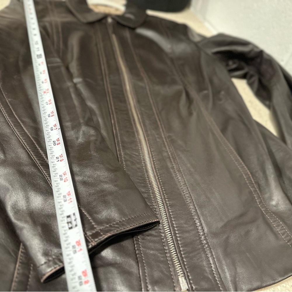 COACH Vintage DarkBrown Soft Leather Zip Jacket 2 Pockets Signature C Lining EUC - Picture 11 of 16